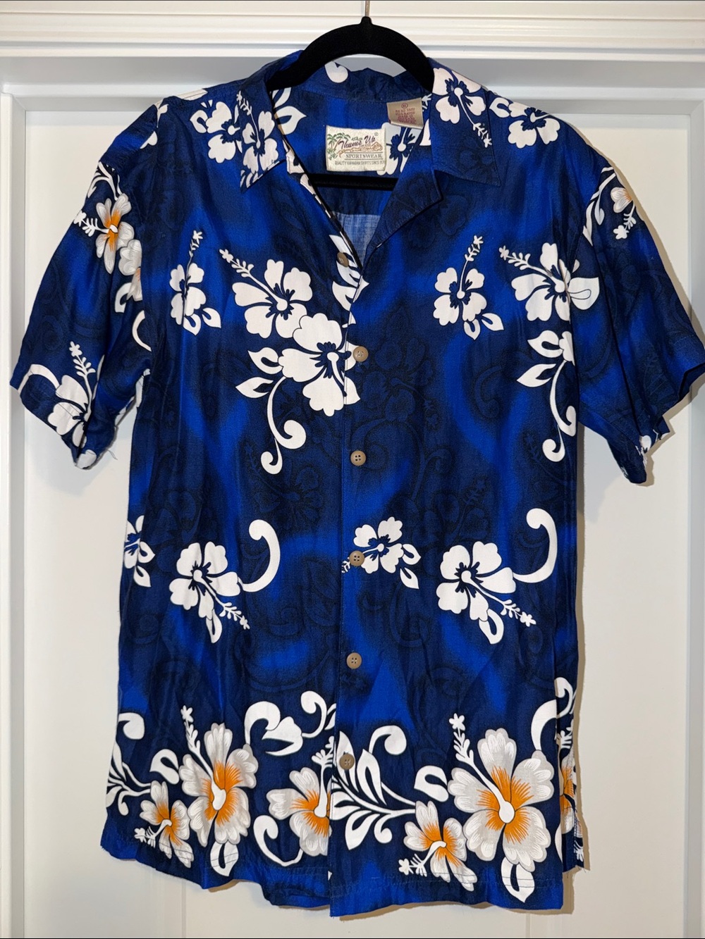 Boy’s Royal Blue Floral Hawaiian Button-Down Shirt